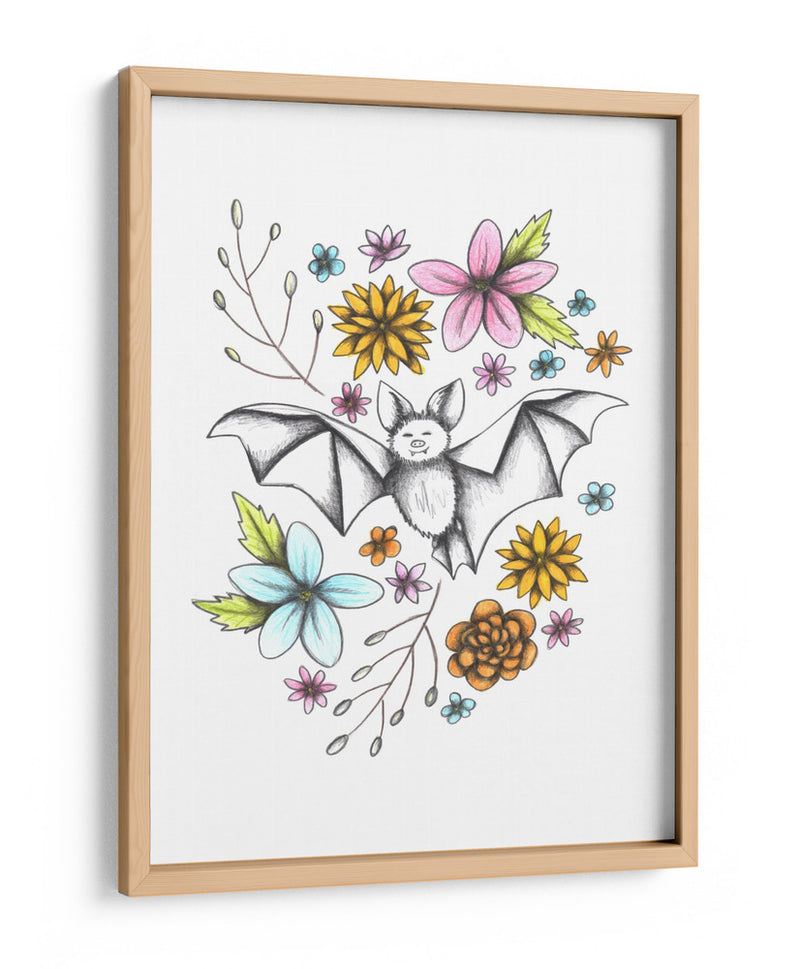 Murciélago en medio de flores - Cecilia Battaini | Cuadro decorativo de Canvas Lab
