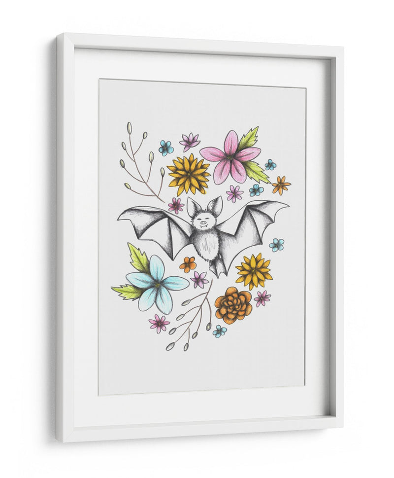 Murciélago en medio de flores - Cecilia Battaini | Cuadro decorativo de Canvas Lab