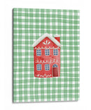 Casa navideña roja linda en cuadros verdes - Jolly and Dash | Cuadro decorativo de Canvas Lab