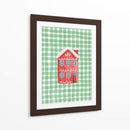 Casa navideña roja linda en cuadros verdes - Jolly and Dash | Cuadro decorativo de Canvas Lab