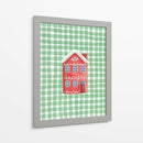 Casa navideña roja linda en cuadros verdes - Jolly and Dash | Cuadro decorativo de Canvas Lab