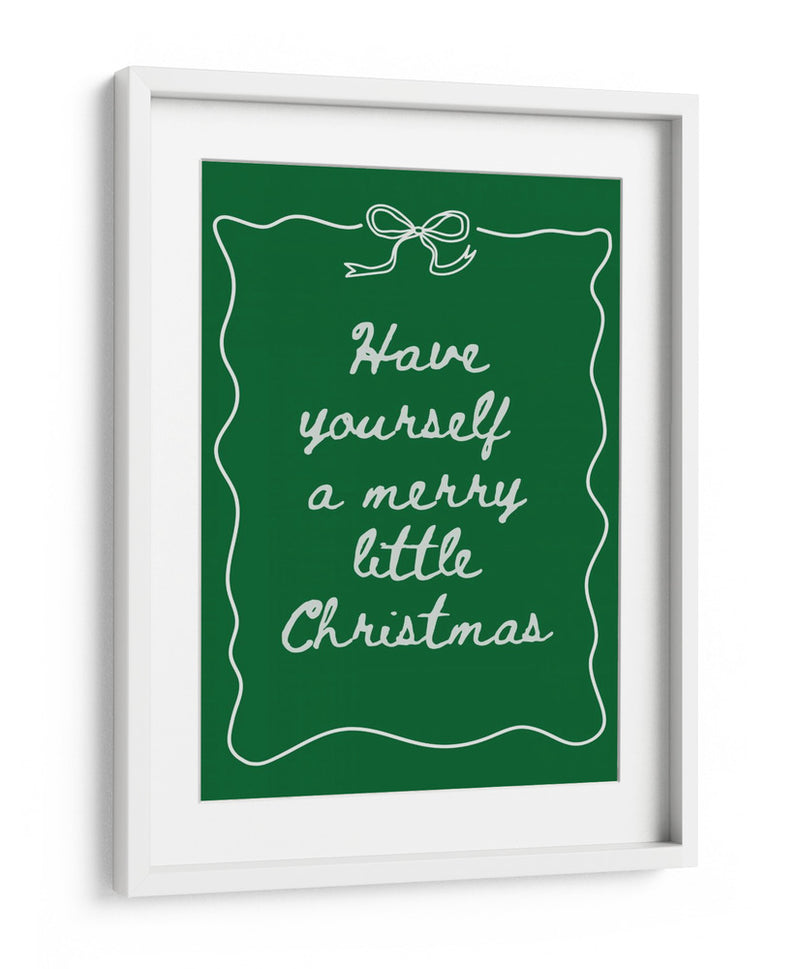 Que tengas una feliz Navidad - Blanco sobre verde - Jolly and Dash | Cuadro decorativo de Canvas Lab