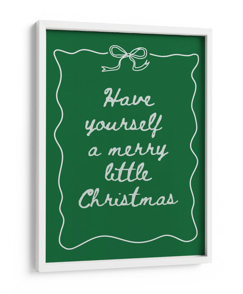 Que tengas una feliz Navidad - Blanco sobre verde - Jolly and Dash | Cuadro decorativo de Canvas Lab