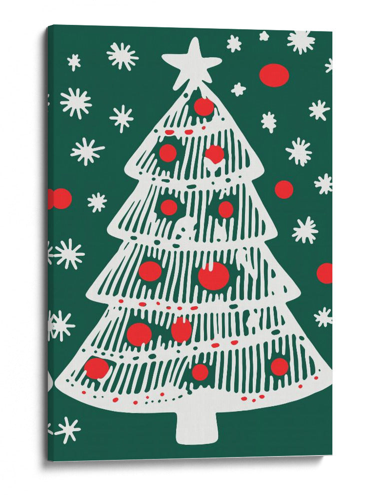 Navidad de Abeto Festivo y Copos de Nieve - casa cartissi | Cuadro decorativo de Canvas Lab