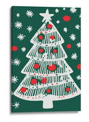 Navidad de Abeto Festivo y Copos de Nieve - casa cartissi | Cuadro decorativo de Canvas Lab