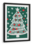 Navidad de Abeto Festivo y Copos de Nieve - casa cartissi | Cuadro decorativo de Canvas Lab