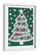 Navidad de Abeto Festivo y Copos de Nieve - casa cartissi | Cuadro decorativo de Canvas Lab