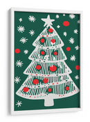 Navidad de Abeto Festivo y Copos de Nieve - casa cartissi | Cuadro decorativo de Canvas Lab