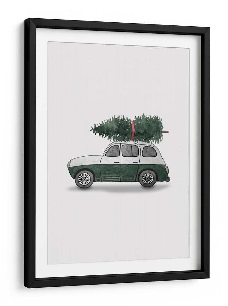 Juniqe Coche de Navidad Verde - Karen Menzenbach | Cuadro decorativo de Canvas Lab