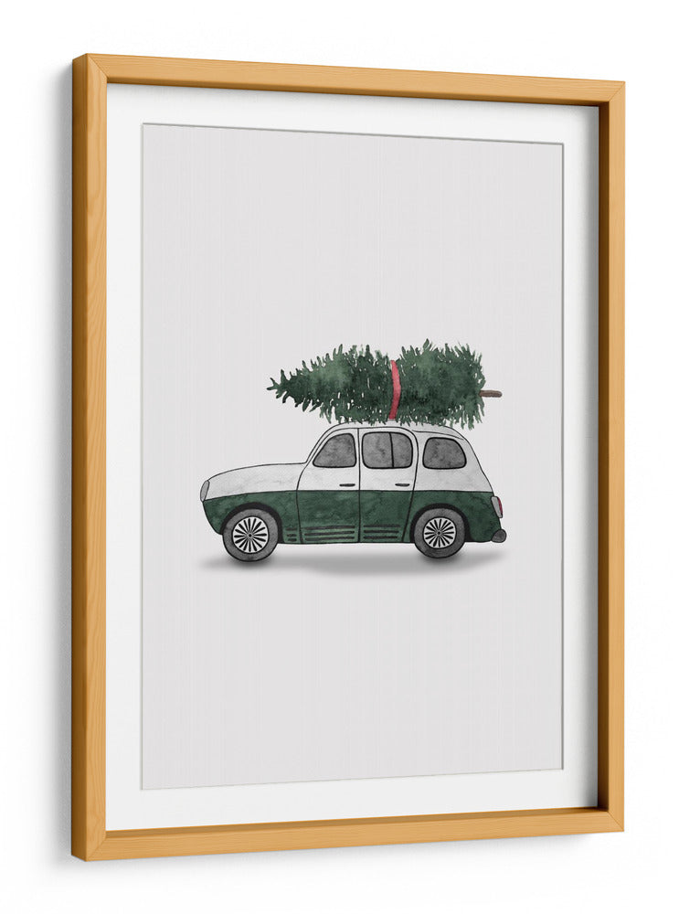 Juniqe Coche de Navidad Verde - Karen Menzenbach | Cuadro decorativo de Canvas Lab