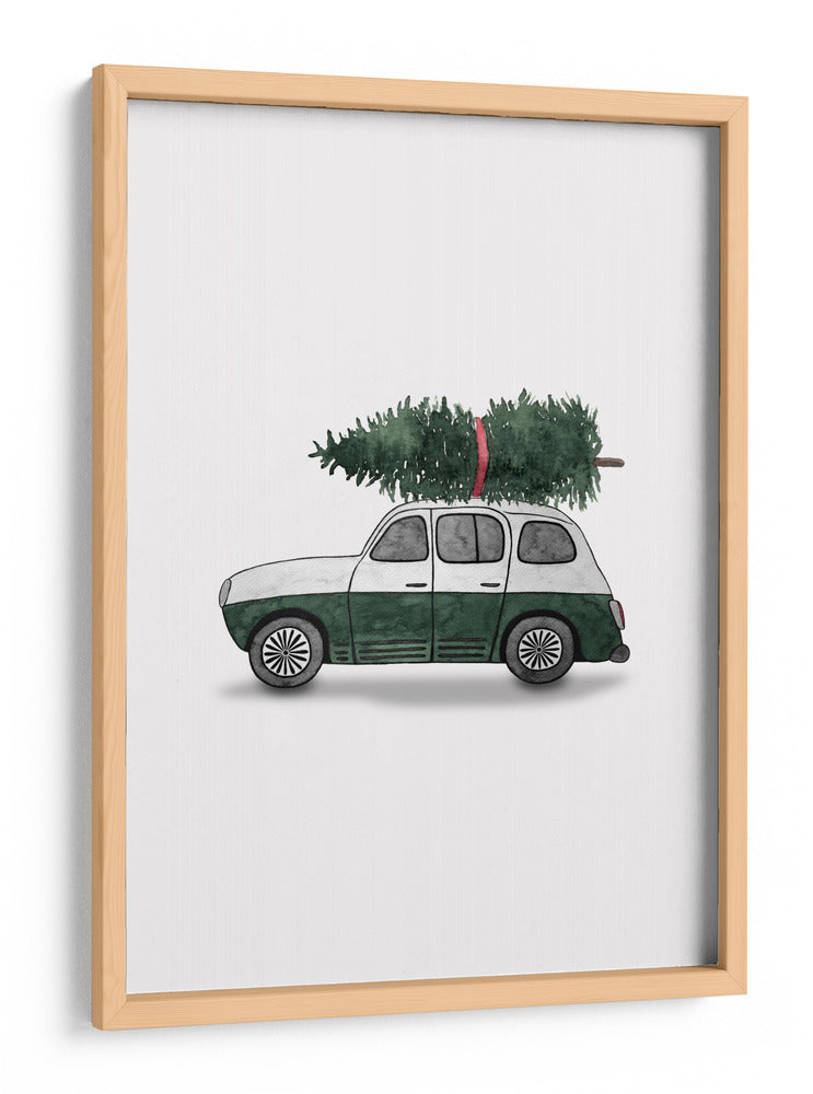 Juniqe Coche de Navidad Verde - Karen Menzenbach | Cuadro decorativo de Canvas Lab