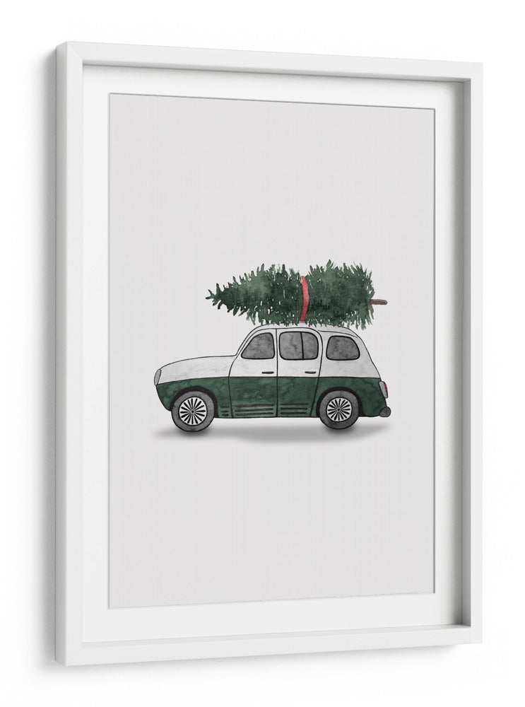 Juniqe Coche de Navidad Verde - Karen Menzenbach | Cuadro decorativo de Canvas Lab