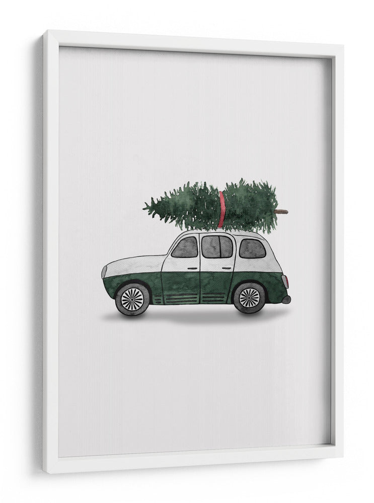 Juniqe Coche de Navidad Verde - Karen Menzenbach | Cuadro decorativo de Canvas Lab