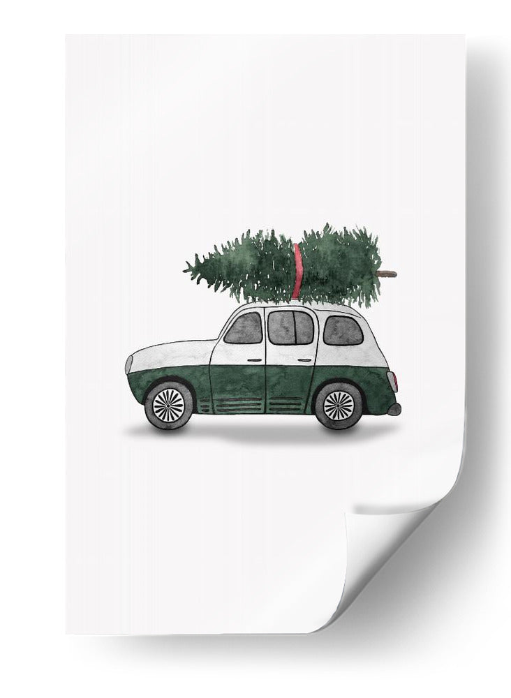 Juniqe Coche de Navidad Verde - Karen Menzenbach | Cuadro decorativo de Canvas Lab
