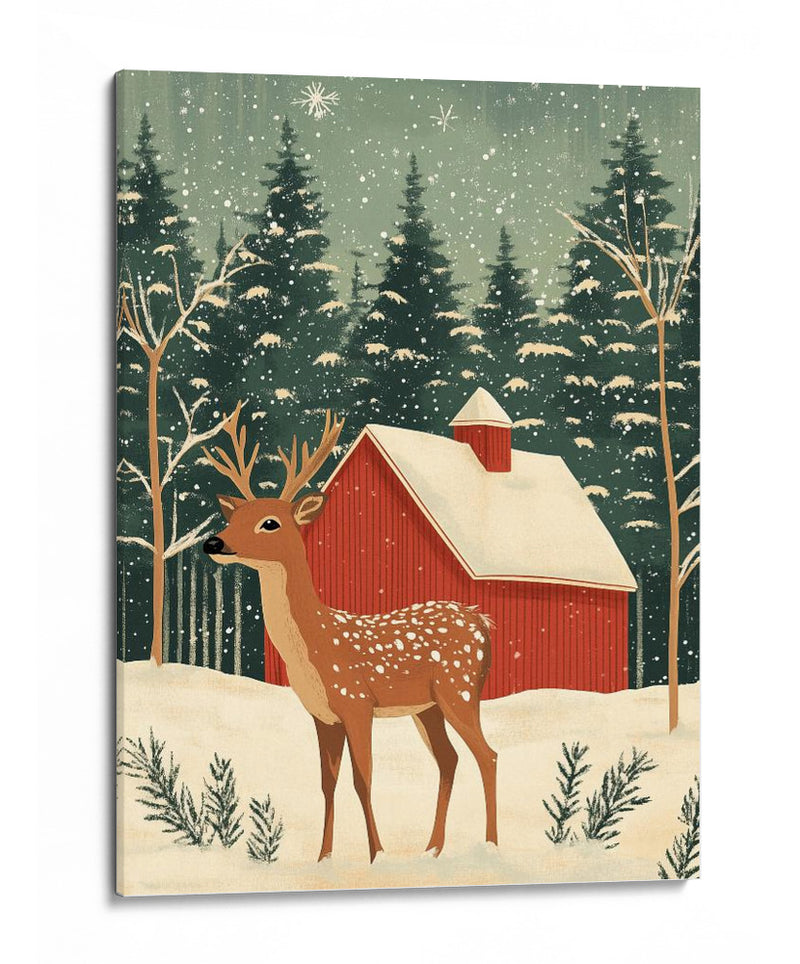 Ciervo vacaciones de invierno - Fluidys Studio | Cuadro decorativo de Canvas Lab