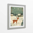 Ciervo Invierno Vacaciones Verde - Fluidys Studio | Cuadro decorativo de Canvas Lab
