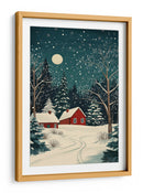 Casas Rojas y Cielo Nocturno Nevado - Fluidys Studio | Cuadro decorativo de Canvas Lab