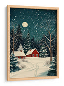 Casas Rojas y Cielo Nocturno Nevado - Fluidys Studio | Cuadro decorativo de Canvas Lab