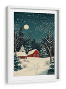 Casas Rojas y Cielo Nocturno Nevado - Fluidys Studio | Cuadro decorativo de Canvas Lab