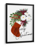 Calcetín floral Feliz Navidad en blanco - Rosana Laiz Blursbyai | Cuadro decorativo de Canvas Lab