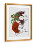 Calcetín floral Feliz Navidad en blanco - Rosana Laiz Blursbyai | Cuadro decorativo de Canvas Lab