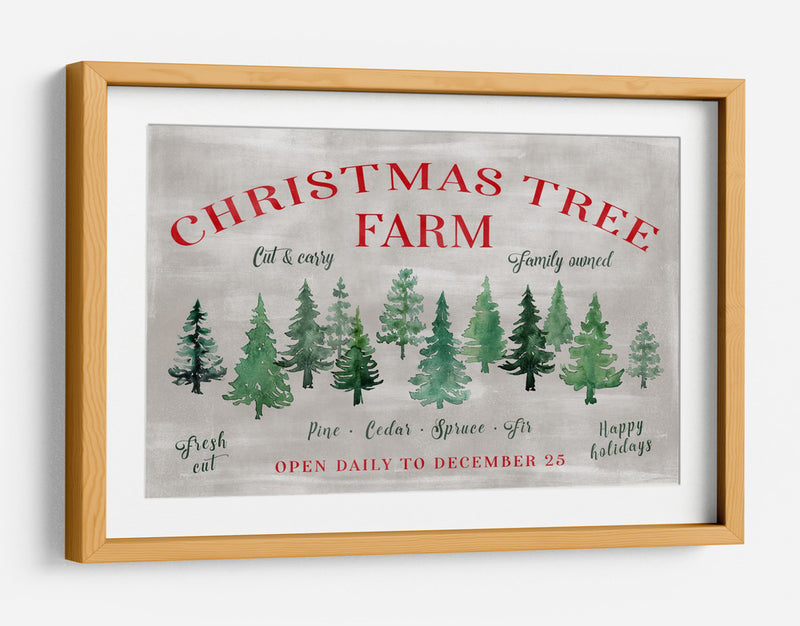 Letrero de la granja de árboles de Navidad - Rosana Laiz Blursbyai | Cuadro decorativo de Canvas Lab