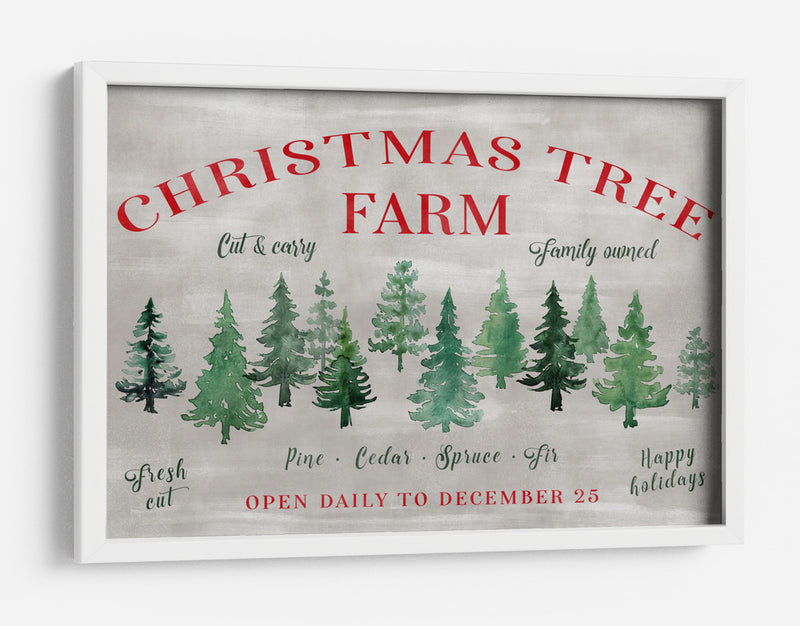 Letrero de la granja de árboles de Navidad - Rosana Laiz Blursbyai | Cuadro decorativo de Canvas Lab