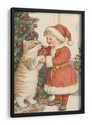 Niño y gato de Navidad - Melloi Art Prints | Cuadro decorativo de Canvas Lab