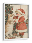 Niño y gato de Navidad - Melloi Art Prints | Cuadro decorativo de Canvas Lab