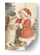 Niño y gato de Navidad - Melloi Art Prints | Cuadro decorativo de Canvas Lab