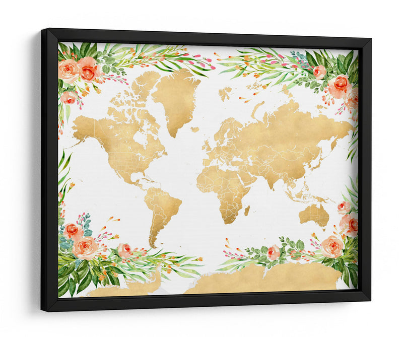 Silueta del mapa mundial Blythe - Rosana Laiz Blursbyai | Cuadro decorativo de Canvas Lab