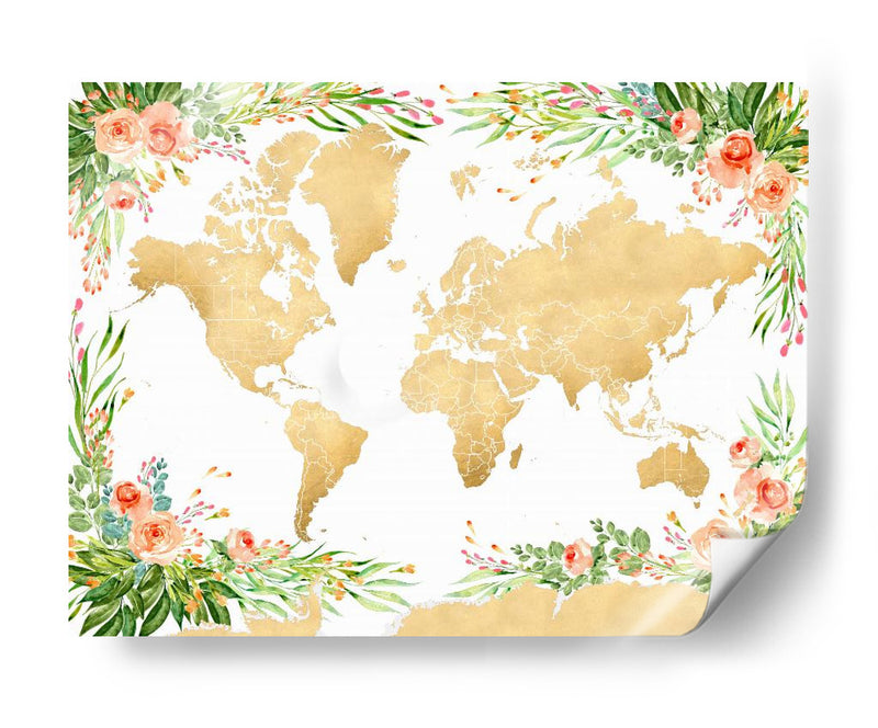 Silueta del mapa mundial Blythe - Rosana Laiz Blursbyai | Cuadro decorativo de Canvas Lab