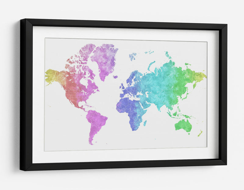 Mapa mundial de acuarela  Jude - Rosana Laiz Blursbyai | Cuadro decorativo de Canvas Lab