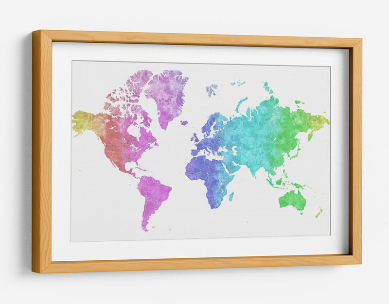 Mapa mundial de acuarela  Jude - Rosana Laiz Blursbyai | Cuadro decorativo de Canvas Lab
