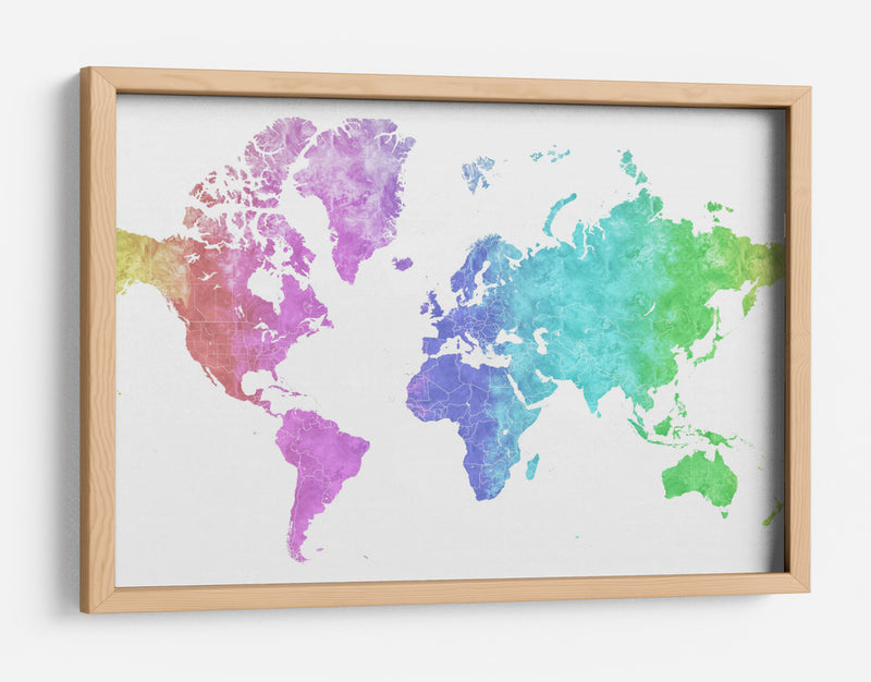 Mapa mundial de acuarela  Jude - Rosana Laiz Blursbyai | Cuadro decorativo de Canvas Lab
