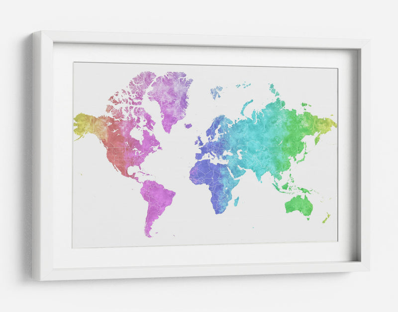 Mapa mundial de acuarela  Jude - Rosana Laiz Blursbyai | Cuadro decorativo de Canvas Lab