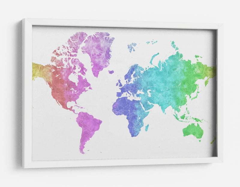 Mapa mundial de acuarela  Jude - Rosana Laiz Blursbyai | Cuadro decorativo de Canvas Lab