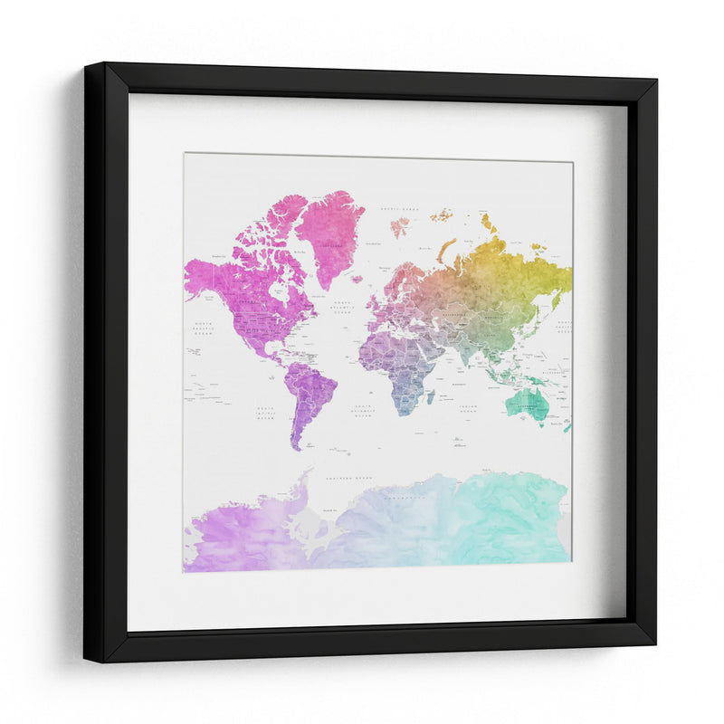 Mapa mundial con países Leo - Rosana Laiz Blursbyai | Cuadro decorativo de Canvas Lab