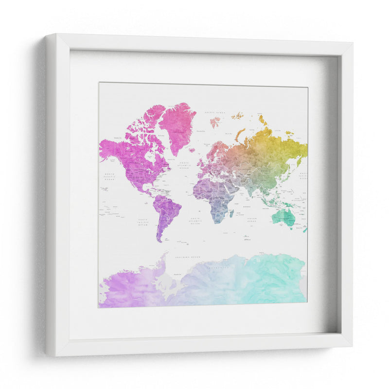 Mapa mundial con países Leo - Rosana Laiz Blursbyai | Cuadro decorativo de Canvas Lab