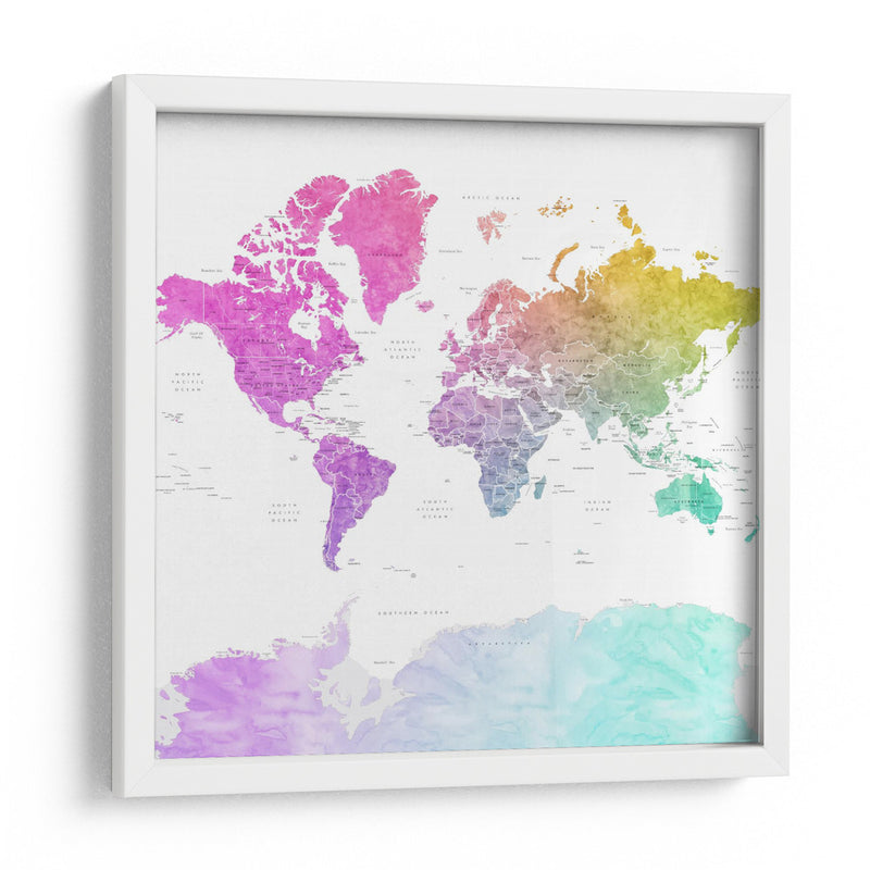 Mapa mundial con países Leo - Rosana Laiz Blursbyai | Cuadro decorativo de Canvas Lab