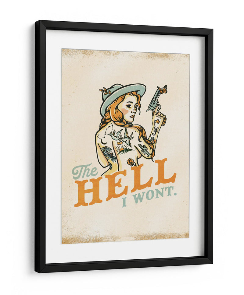 The Hell I Won't chica pin-up atrevida con tatuajes - The Whiskey Ginger | Cuadro decorativo de Canvas Lab