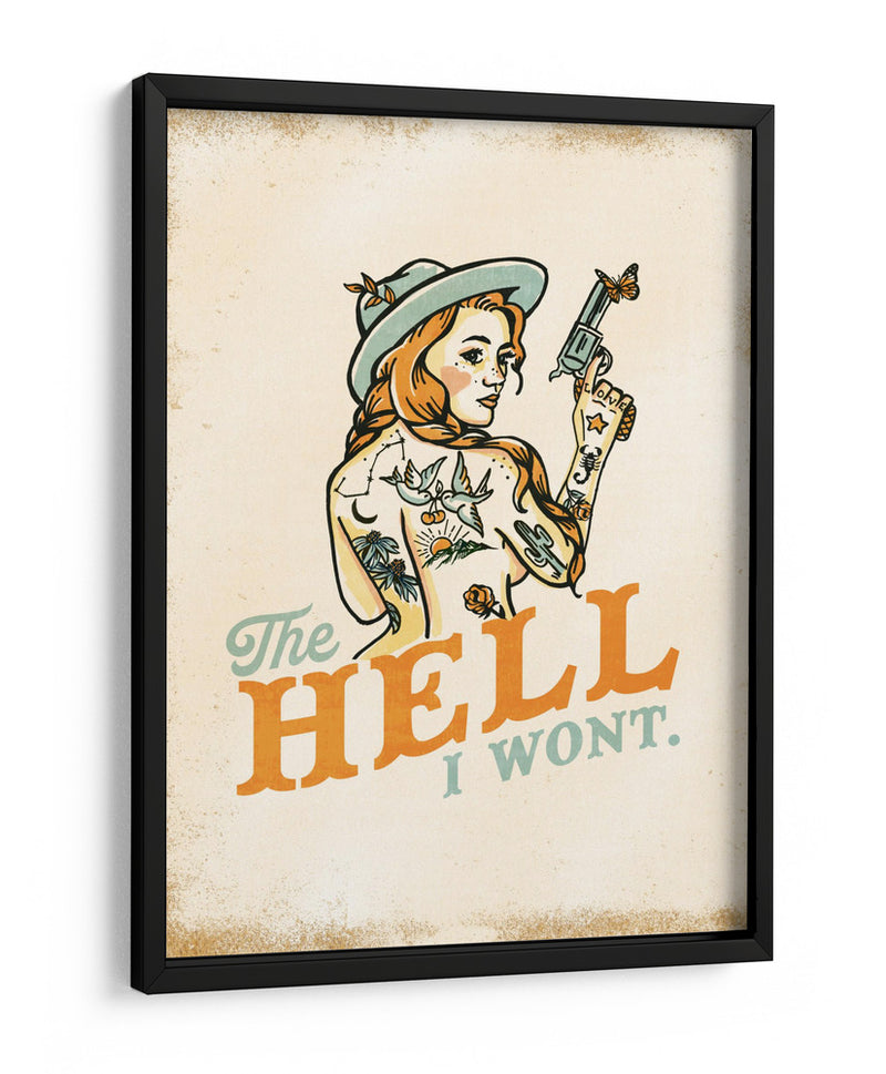 The Hell I Won't chica pin-up atrevida con tatuajes - The Whiskey Ginger | Cuadro decorativo de Canvas Lab
