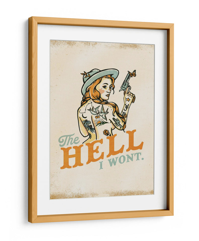 The Hell I Won't chica pin-up atrevida con tatuajes - The Whiskey Ginger | Cuadro decorativo de Canvas Lab