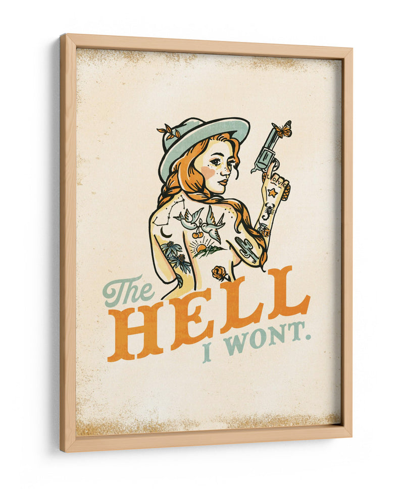 The Hell I Won't chica pin-up atrevida con tatuajes - The Whiskey Ginger | Cuadro decorativo de Canvas Lab