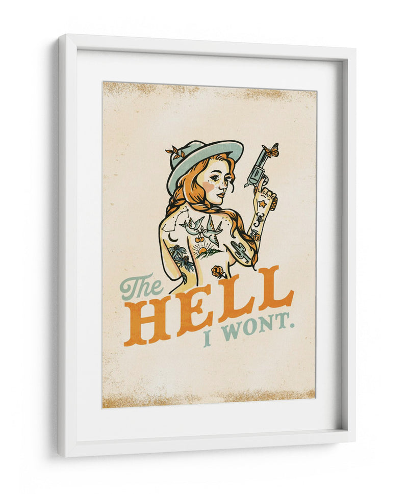 The Hell I Won't chica pin-up atrevida con tatuajes - The Whiskey Ginger | Cuadro decorativo de Canvas Lab