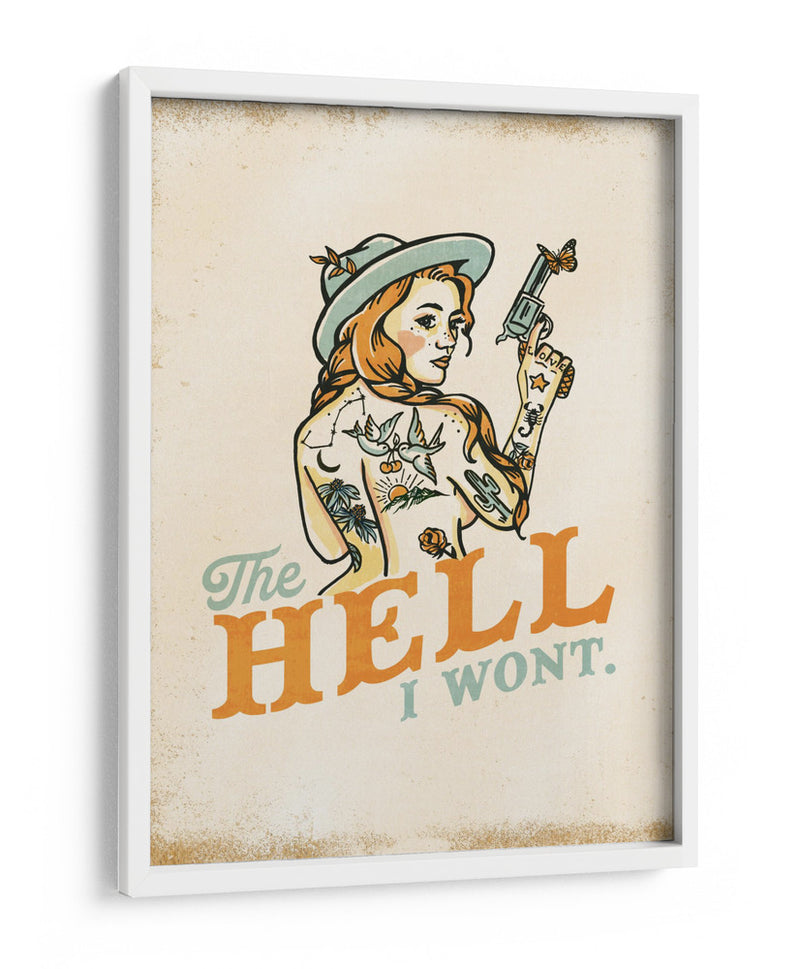 The Hell I Won't chica pin-up atrevida con tatuajes - The Whiskey Ginger | Cuadro decorativo de Canvas Lab