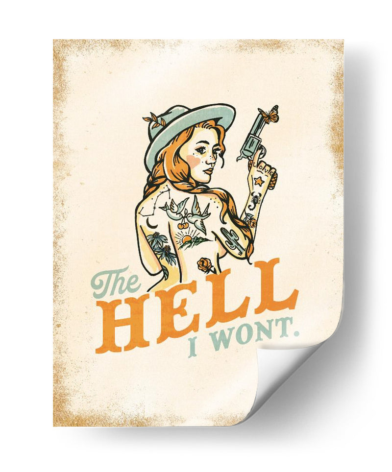 The Hell I Won't chica pin-up atrevida con tatuajes - The Whiskey Ginger | Cuadro decorativo de Canvas Lab