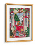 Gatos en la ventana en una Navidad nevada con colores brillantes - Caroline Bonne Muller | Cuadro decorativo de Canvas Lab