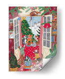 Gatos en la ventana en una Navidad nevada con colores brillantes - Caroline Bonne Muller | Cuadro decorativo de Canvas Lab