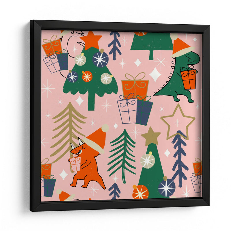 Fiesta de Navidad de Dinosaurios Rosa - Susana Costa | Cuadro decorativo de Canvas Lab